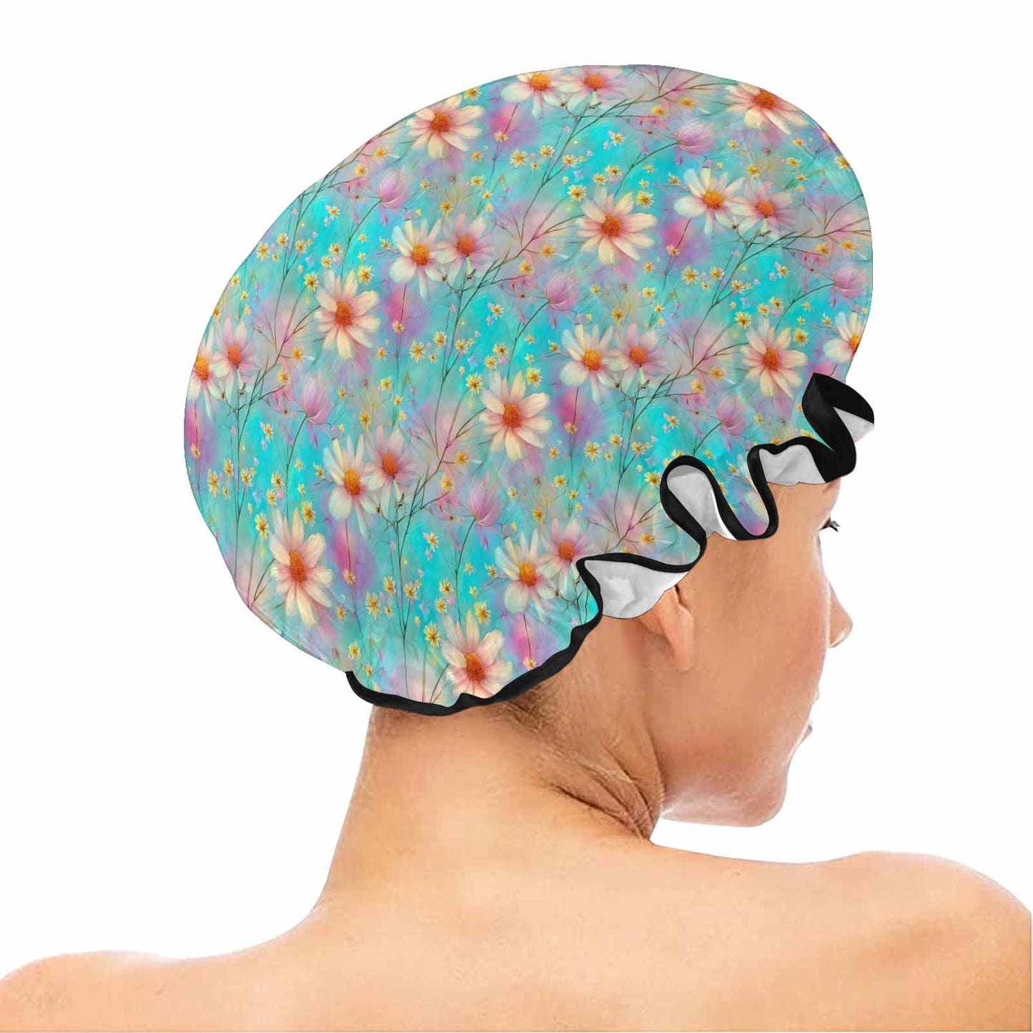 Green Floral Shower Cap