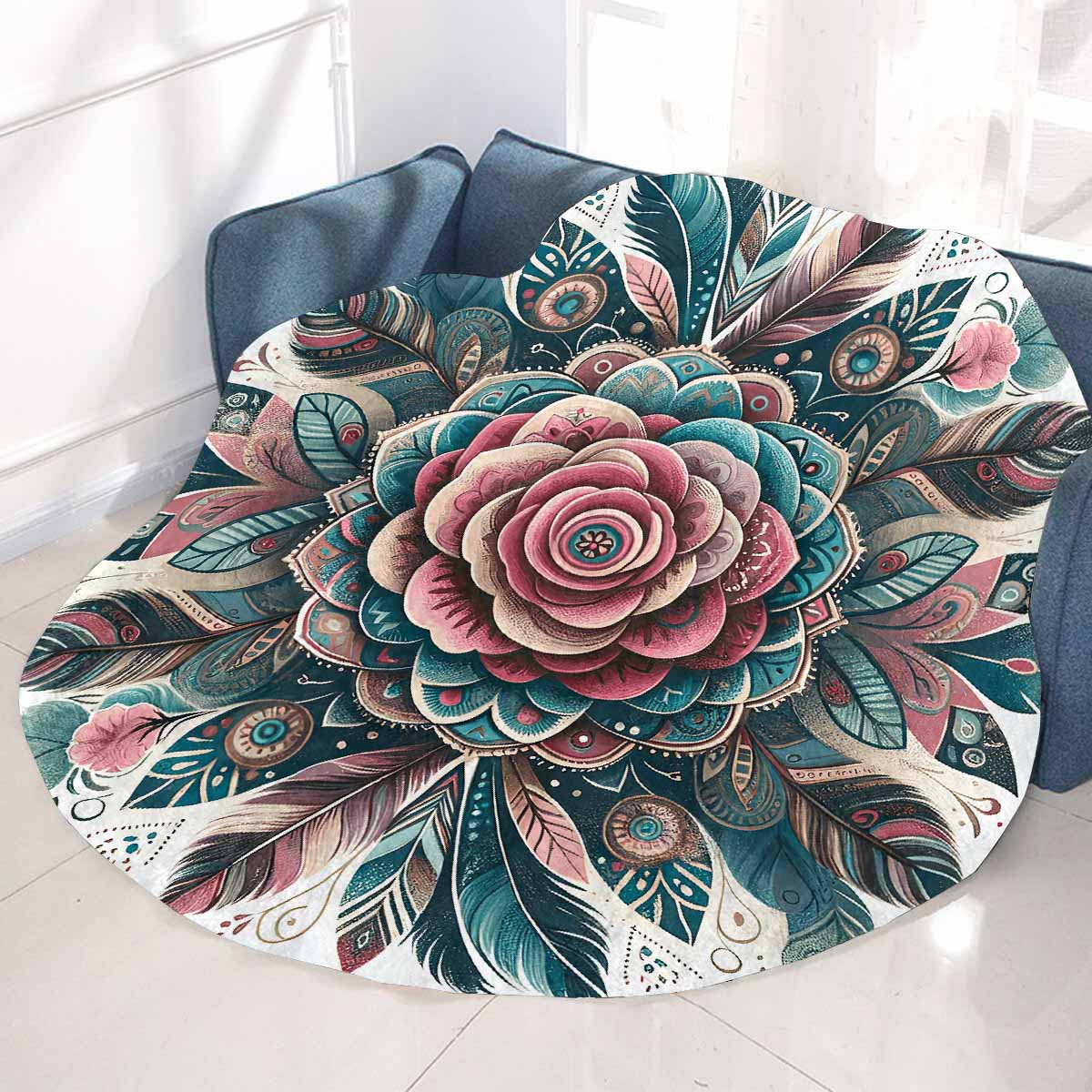 Mandella_Rose_Awd35138 Circular Micro Fleece Blanket 47"