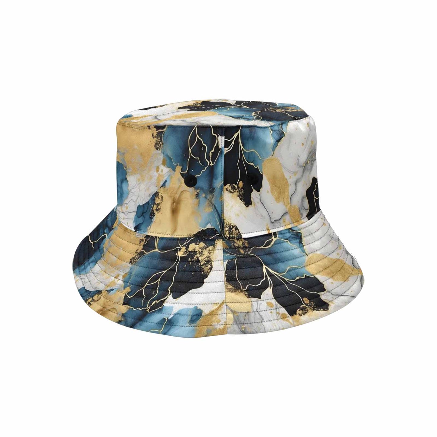 Blue Ink Floral Unisex Summer Single-Layer Bucket Hat