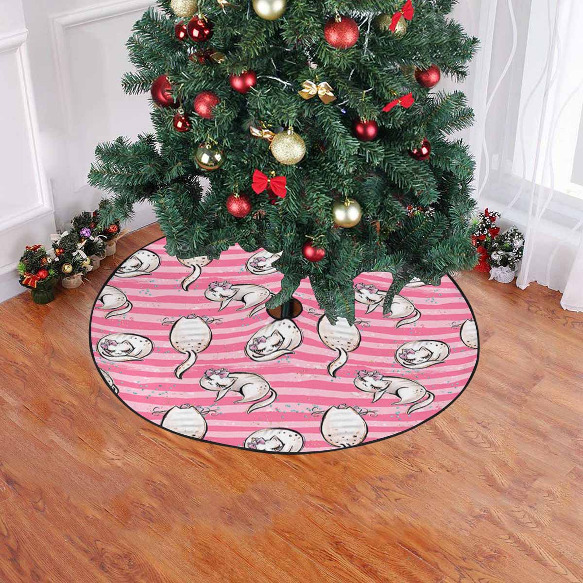 Cats Pink Christmas Tree Skirt