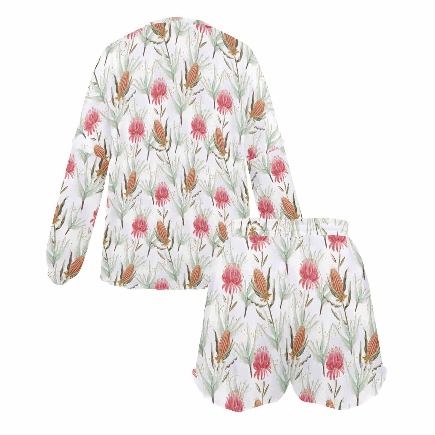 Australian Wattle 50 Women's Long Sleeve Pajama Set with Shorts