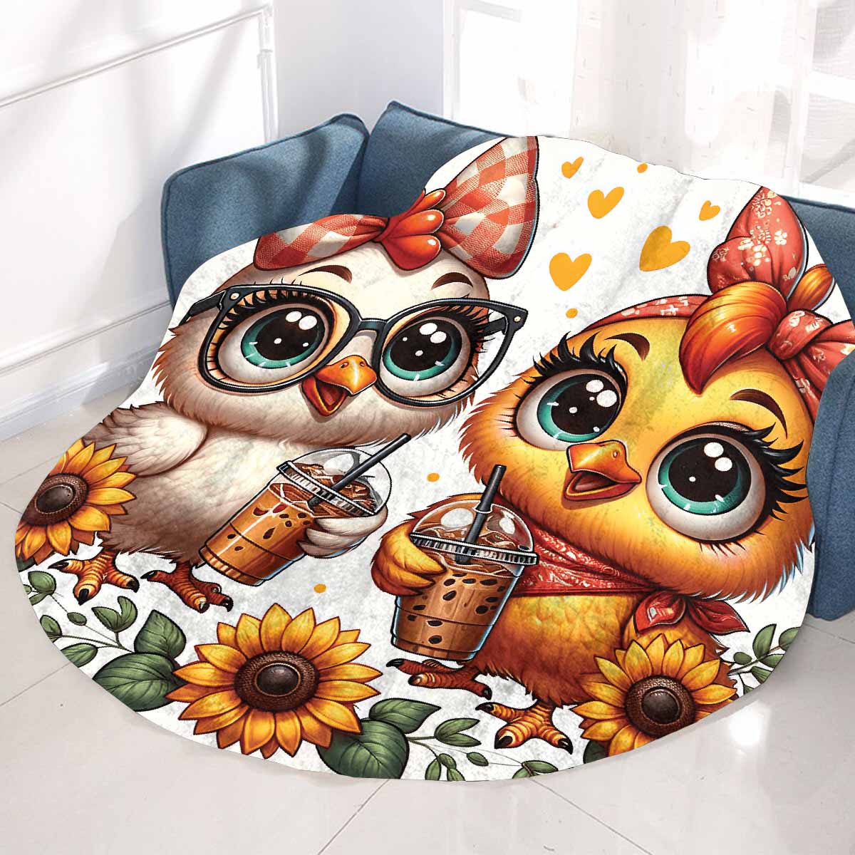 Chickens_Awd35177 Circular Micro Fleece Blanket 60"