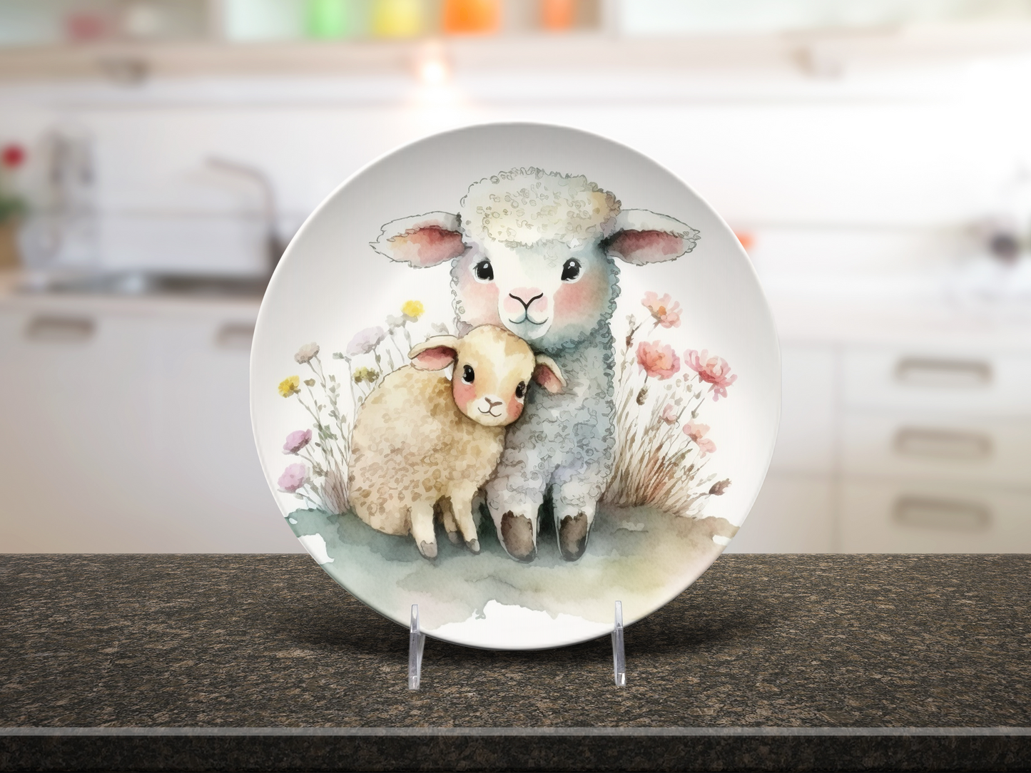 Lamb and Bunny Personalised Plate