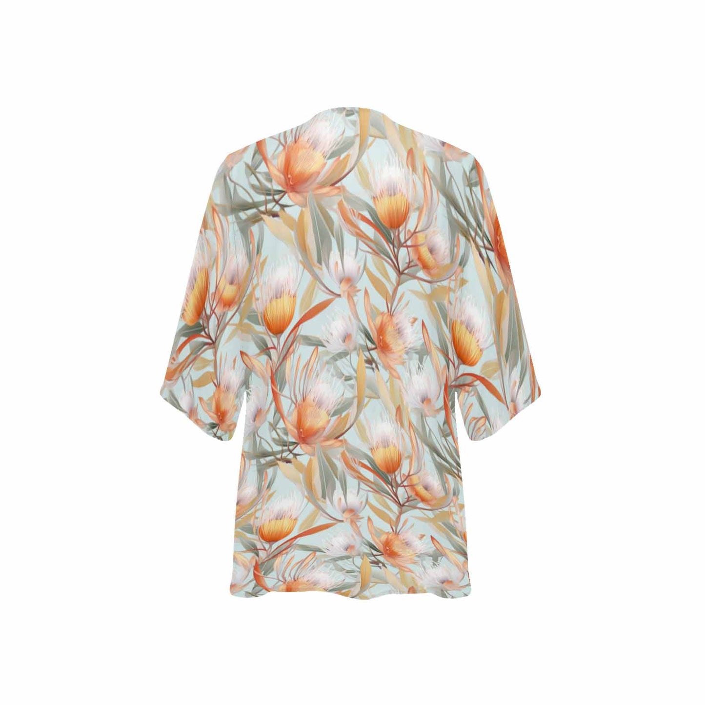 Australian Floral Green Women's Kimono Chiffon Cover Up