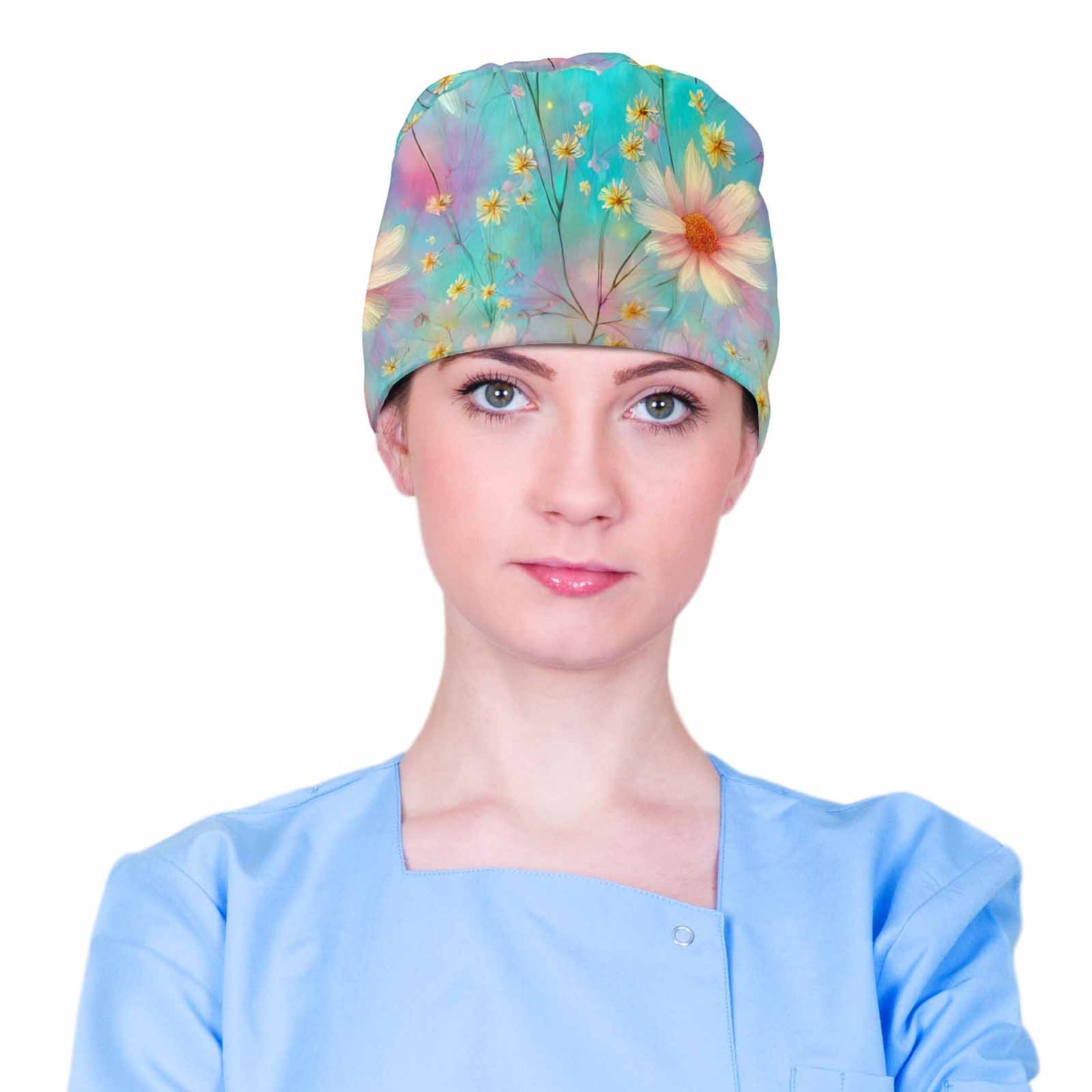 Nurse Scrub Cap Dreamy Wildflowers Scrub Cap