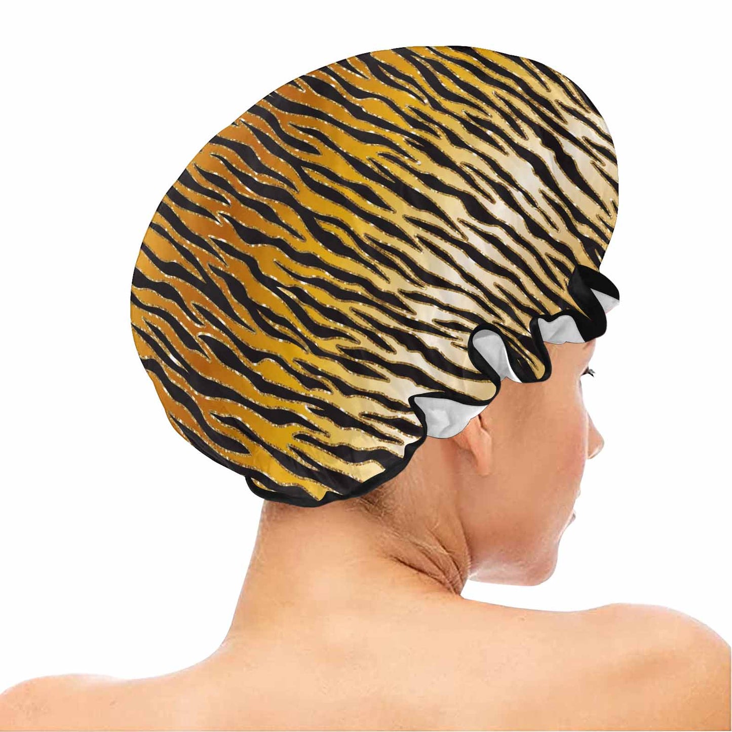 Glitter Gold Animal Print Shower Cap