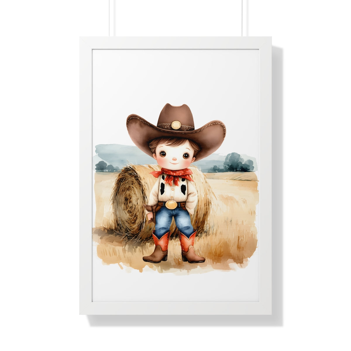 Charming Cowboy/Cowgirl Art Print, Framed Poster for Kids Room, Baby Boy Nursery Decor, Farm Themed Wall Art, Western Theme Gift