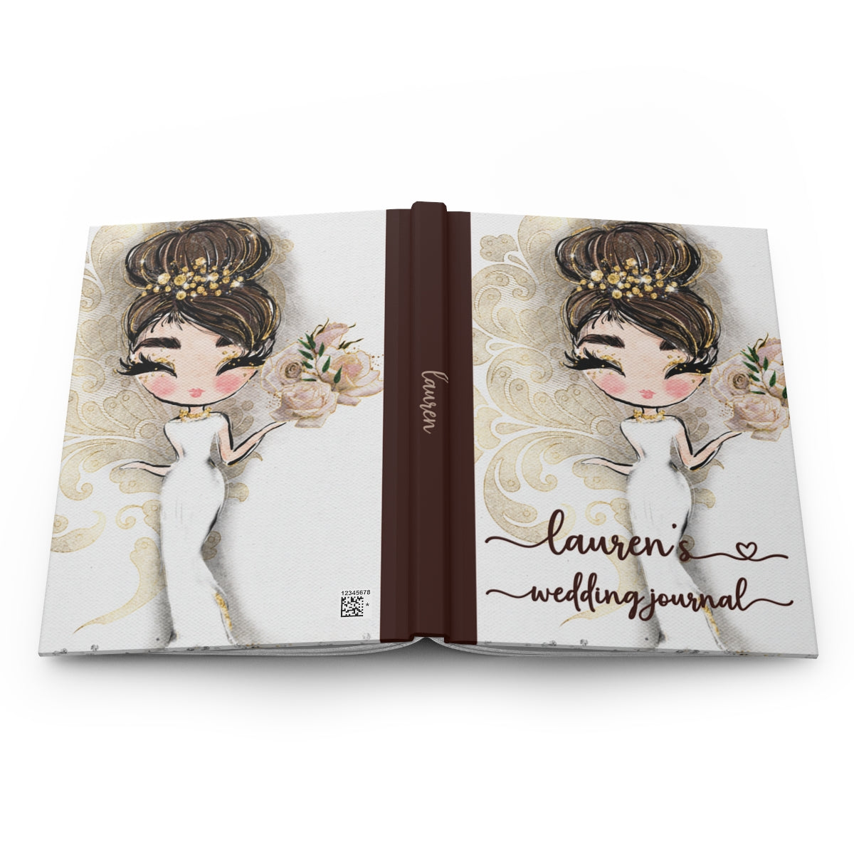 Personalised Hardcover Wedding Journal Matte, Country and Western, Whimsical Bride, awd-1773
