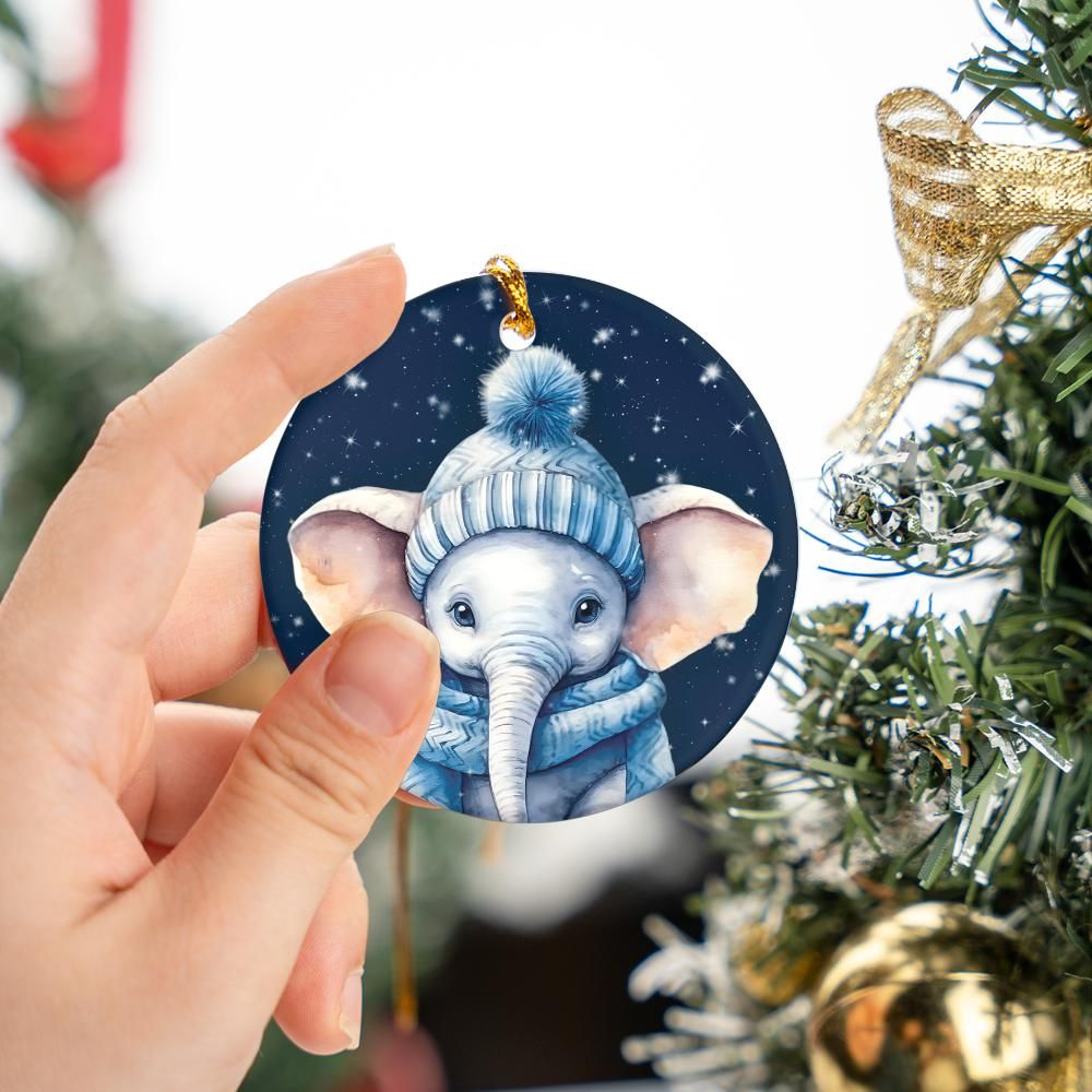Christmas Ornament Elephant Blue