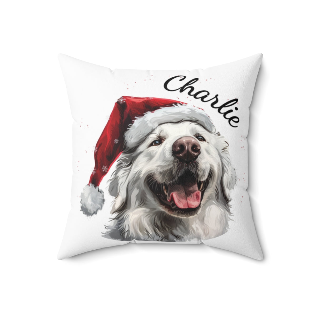 Christmas dog Cushions_Kuvasz-1 Personalised Dog Christmas Spun Polyester Square Throw Cushion with Insert