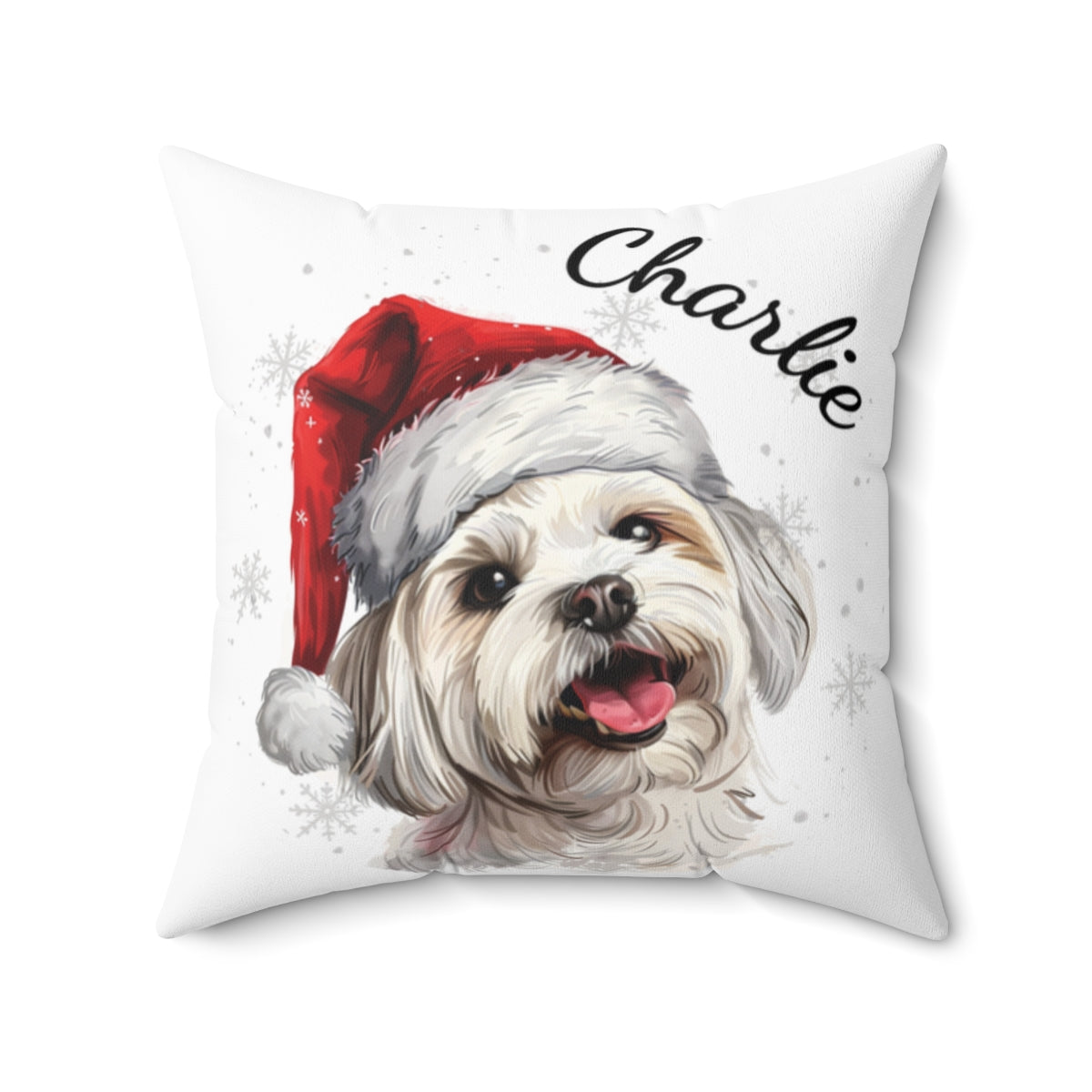 Christmas dog Cushions_Maltese Personalised Dog Christmas Spun Polyester Square Throw Cushion with Insert
