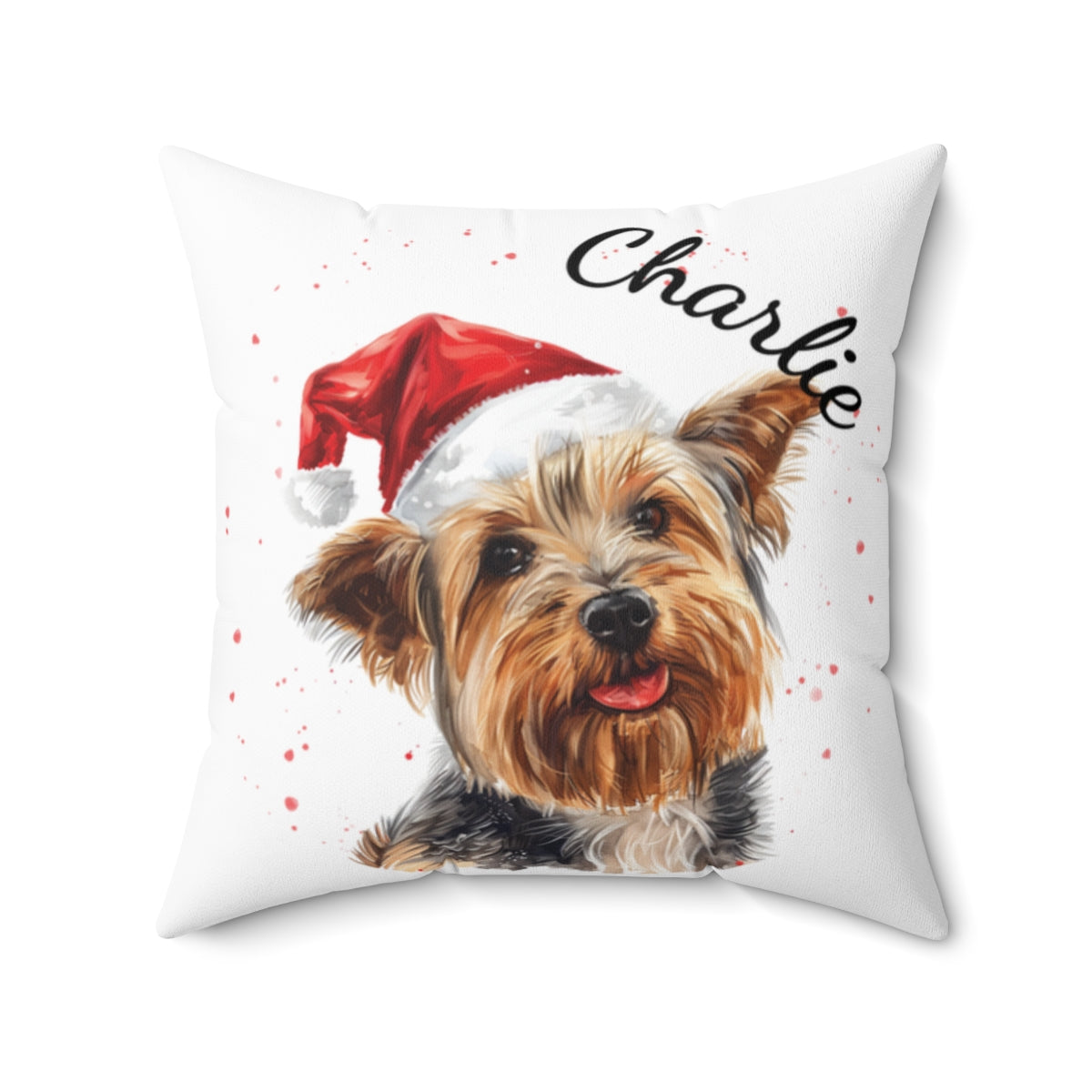 Christmas dog Cushions_Australian-Silky-Terrier-1 Personalised Dog Christmas Spun Polyester Square Throw Cushion with Insert