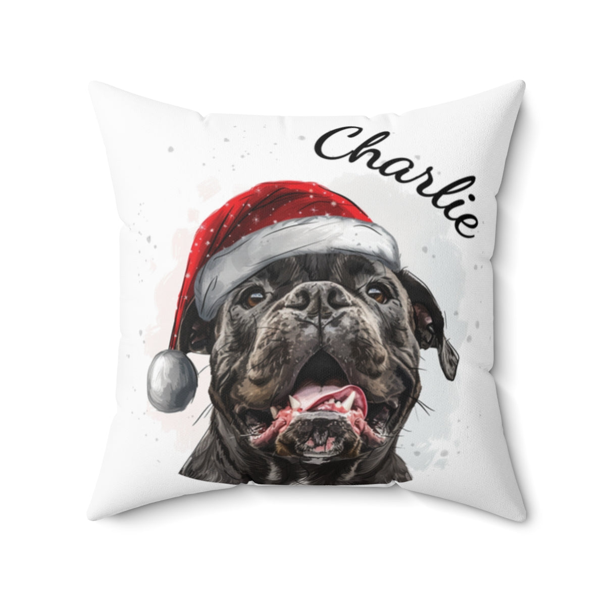 Christmas dog Cushions_Can-Corso-1 Personalised Dog Christmas Spun Polyester Square Throw Cushion with Insert
