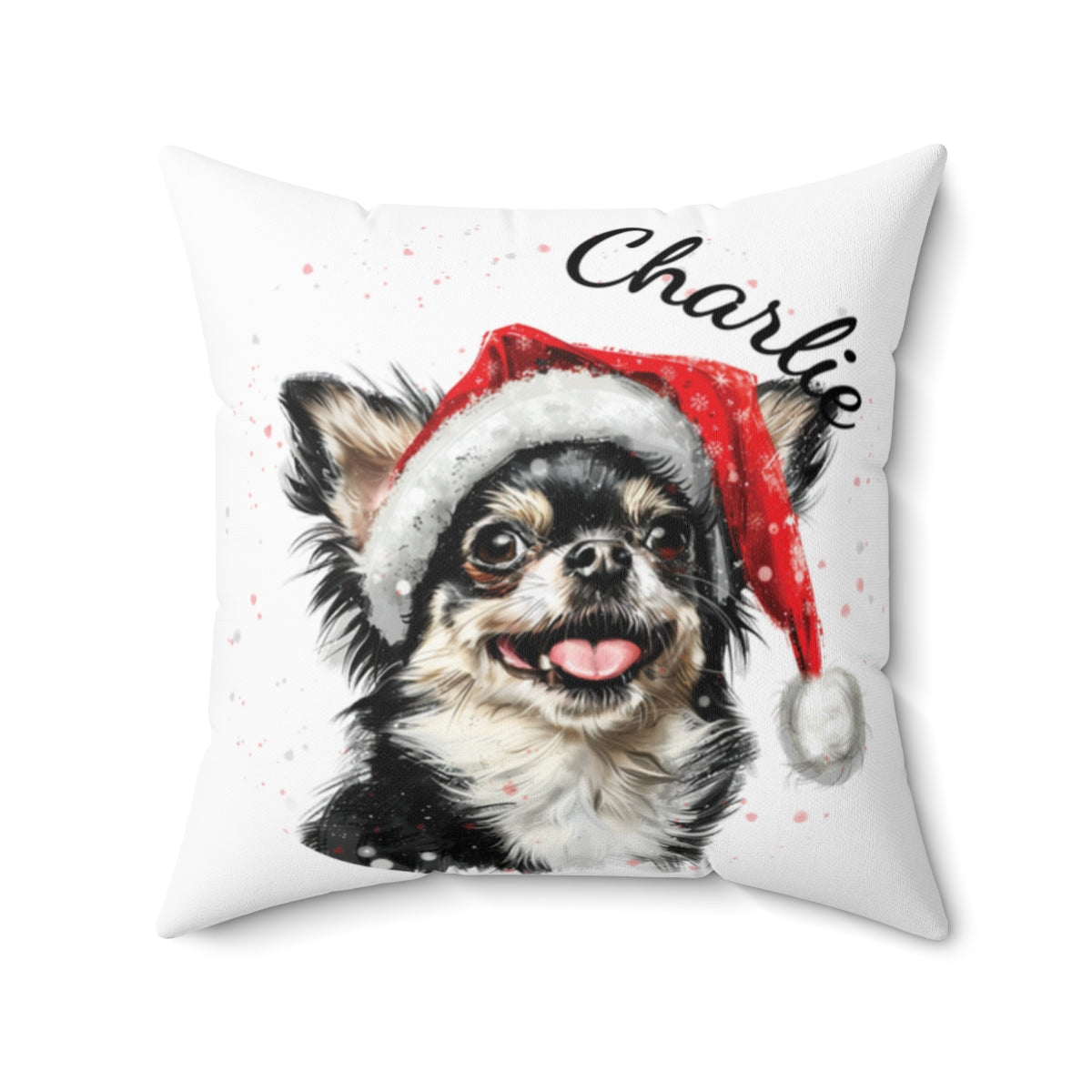 Christmas dog Cushions_Chihuahua-1 Personalised Dog Christmas Spun Polyester Square Throw Cushion with Insert