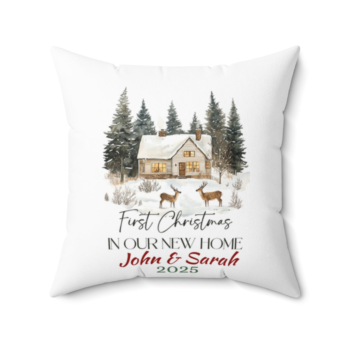 Christmas Home Cushion_13, Our First Christmas in our New home Square Throw Pillow