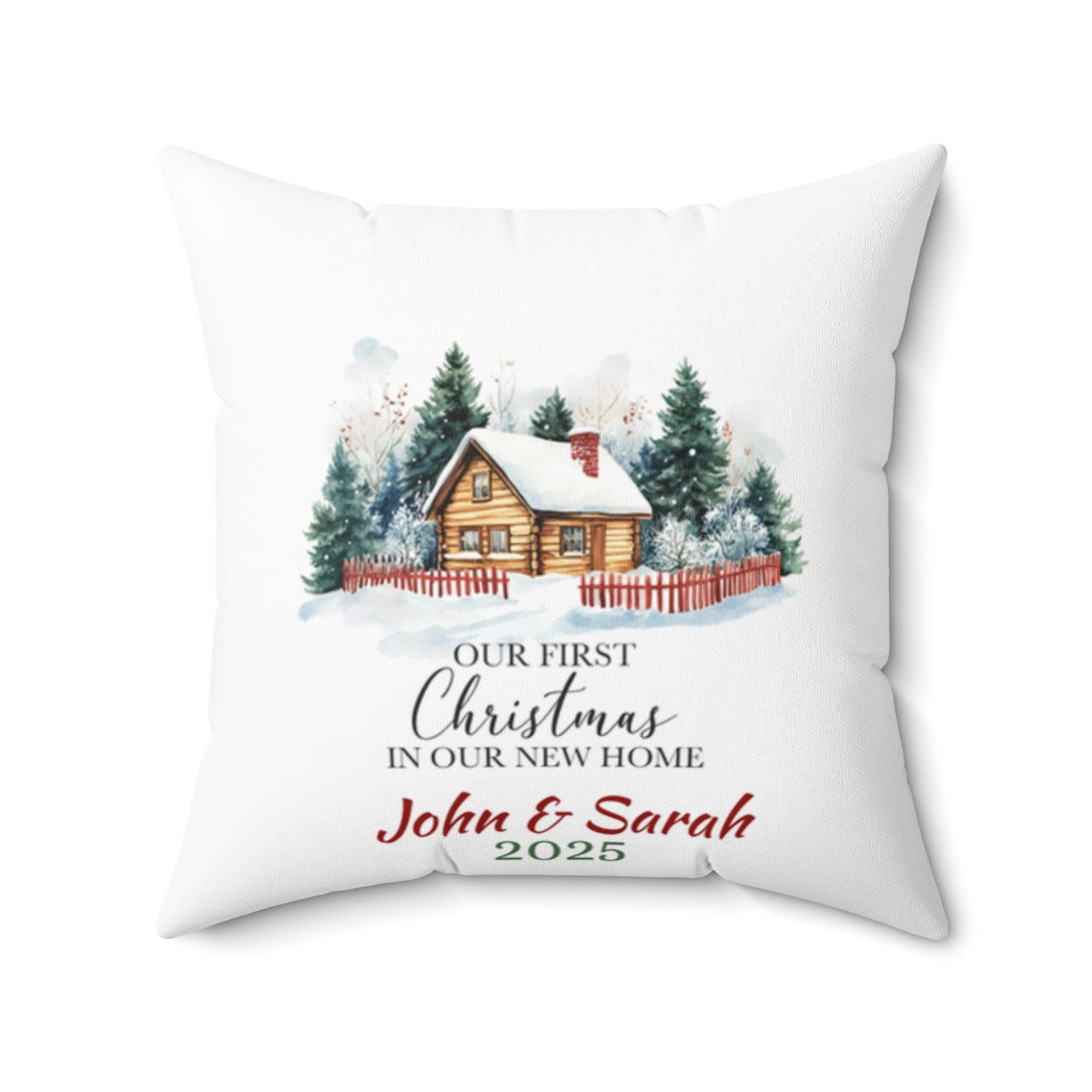 Christmas Home Cushion_16, Our First Christmas in our New home Square Throw Pillow