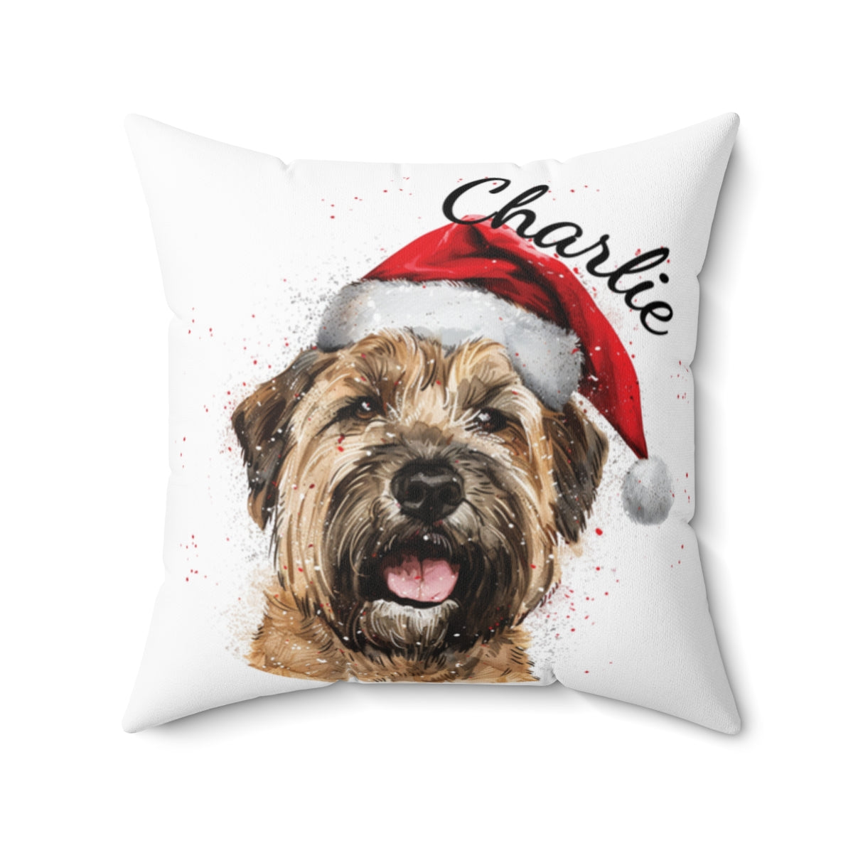Christmas dog Cushions_Wheaten-Terrier-1 Personalised Dog Christmas Spun Polyester Square Throw Cushion with Insert - Maltese