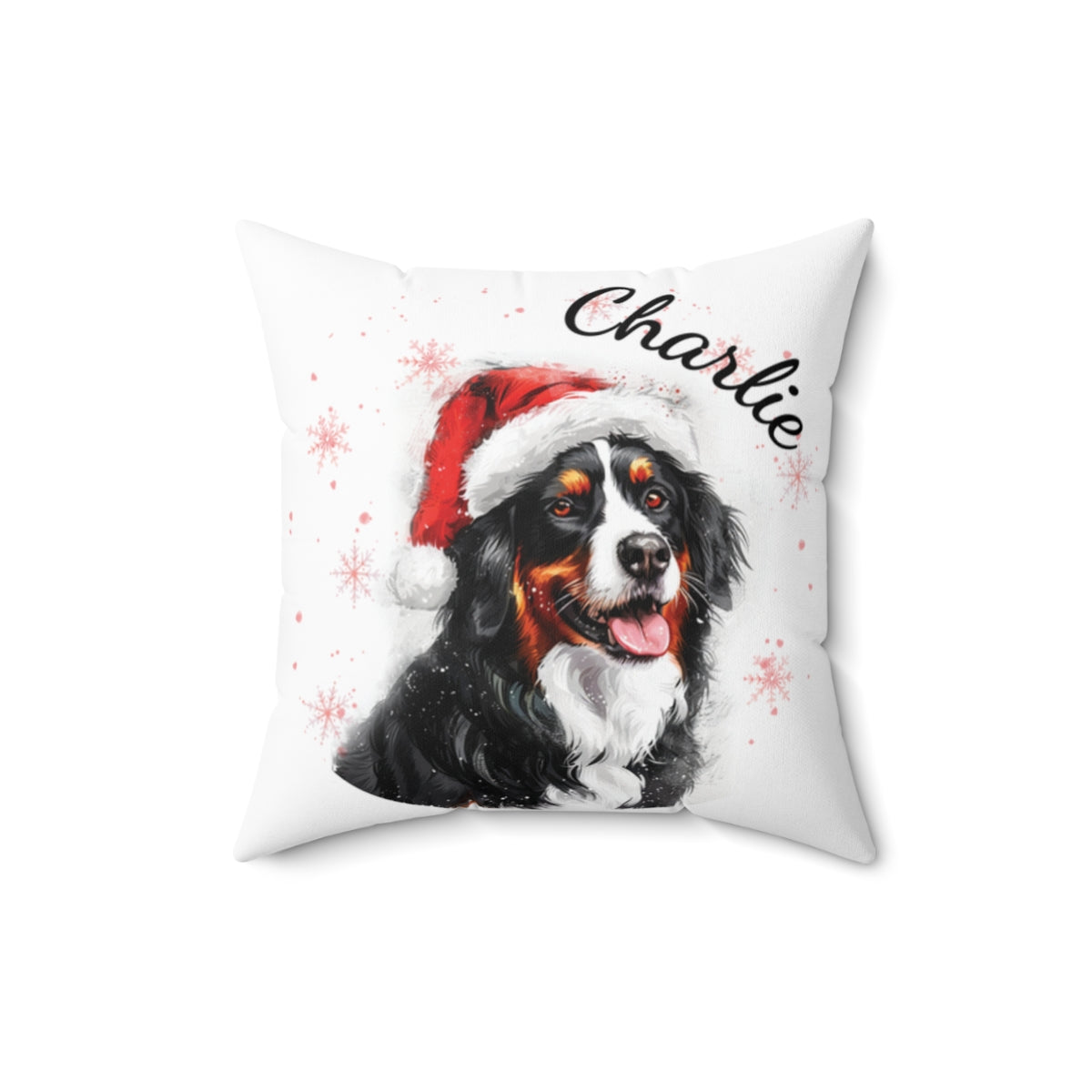 Christmas dog Cushions_Barnese-2 Personalised Dog Christmas Spun Polyester Square Throw Cushion with Insert