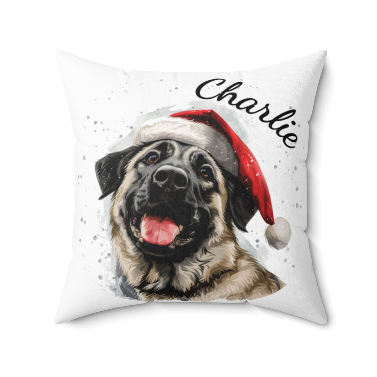 Christmas dog Cushions_Anatolian-Shepherd-1 Personalised Dog Christmas Spun Polyester Square Throw Cushion with Insert