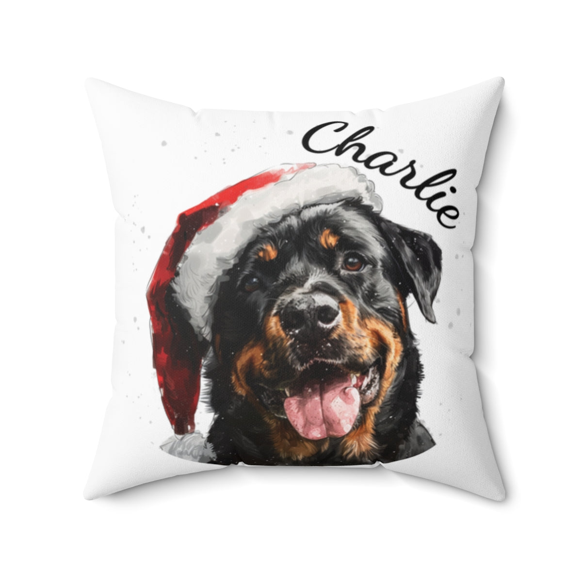 Christmas dog Cushions_Rottweiler-1 Personalised Dog Christmas Spun Polyester Square Throw Cushion with Insert