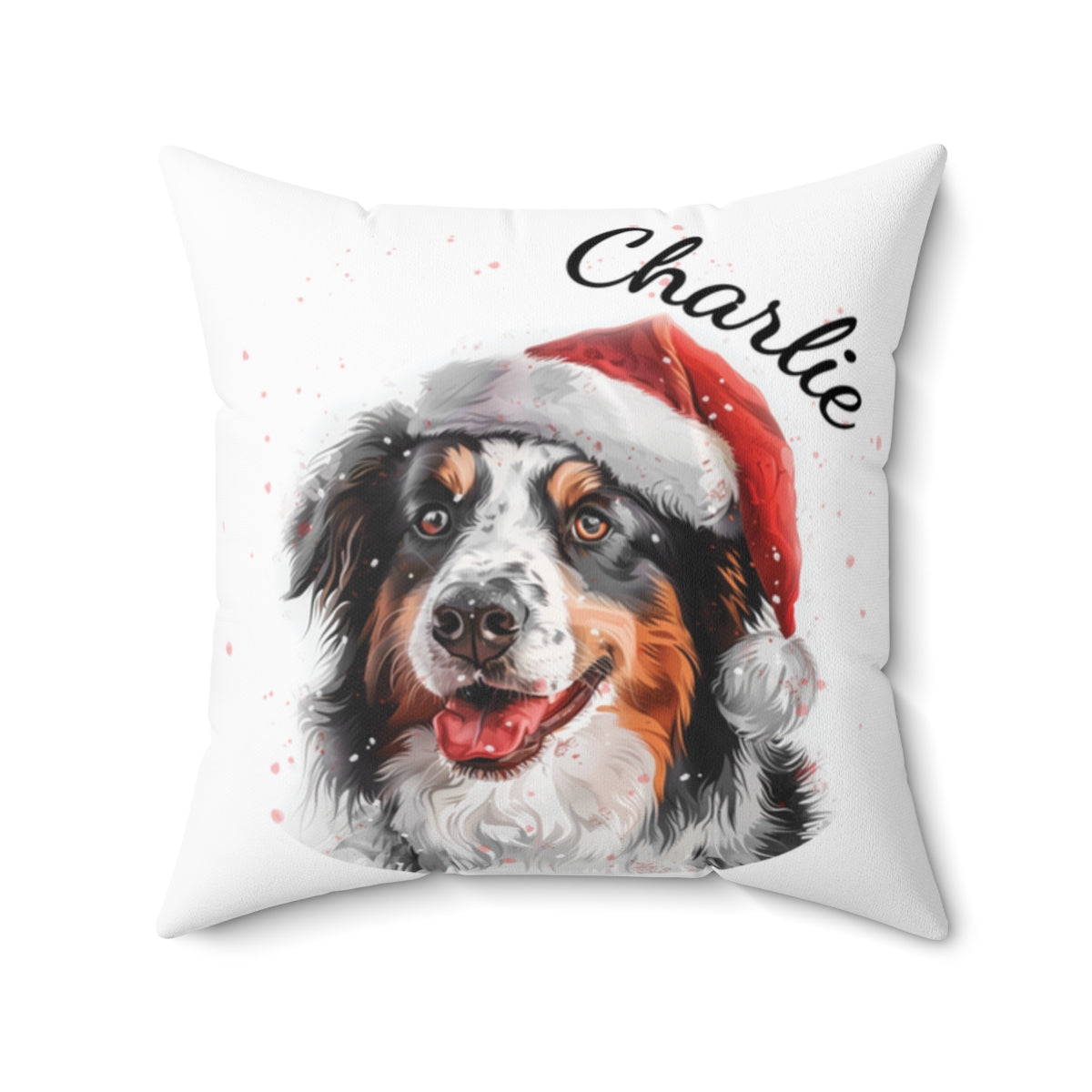 Christmas dog Cushions_Australia-Shephered-2 Personalised Dog Christmas Spun Polyester Square Throw Cushion with Insert