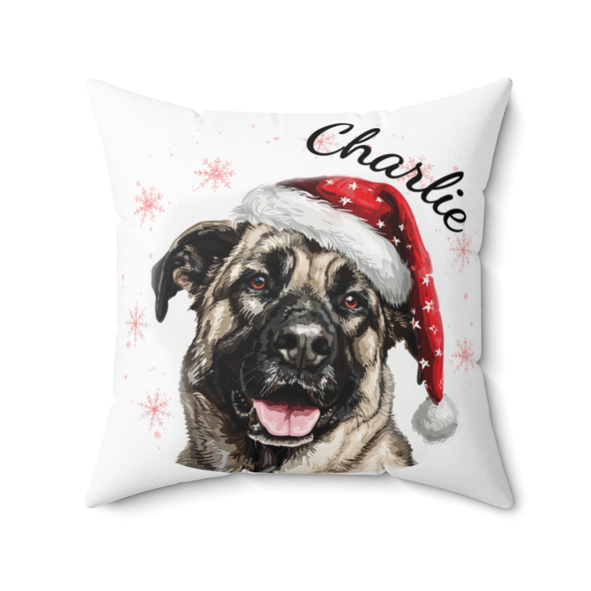 Christmas dog Cushions_Anatolian-Shepherd-2 Personalised Dog Christmas Spun Polyester Square Throw Cushion with Insert