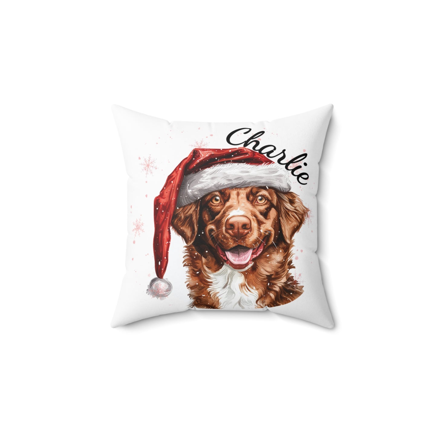 Personalized Dog Christmas Cushion, Nova Scotia Duck Toller Cushion, Custom Dog Pillow, Holiday Pet Decor, Festive Dog Lover Gift