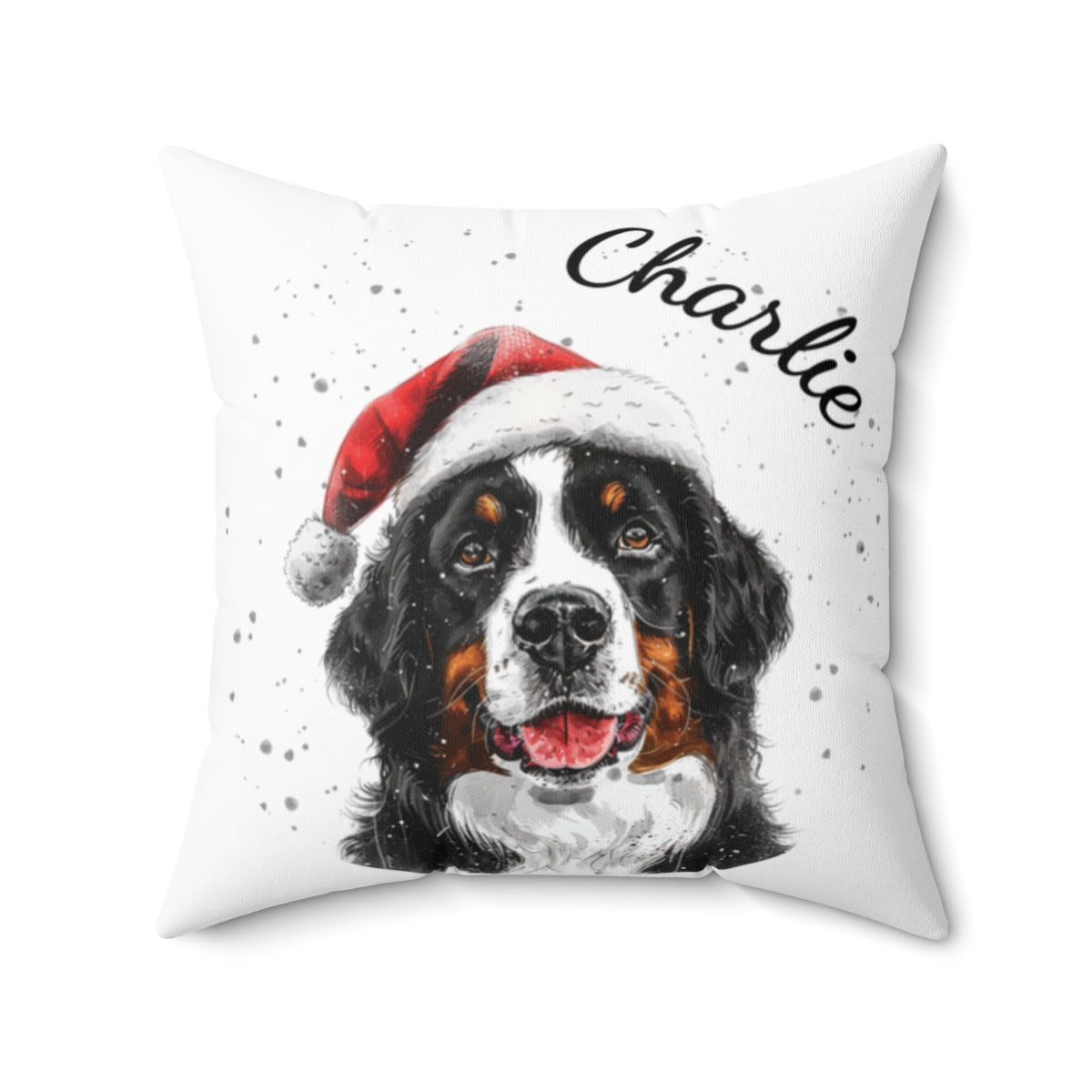 Christmas dog Cushions_Barnese-1 Personalised Dog Christmas Spun Polyester Square Throw Cushion with Insert