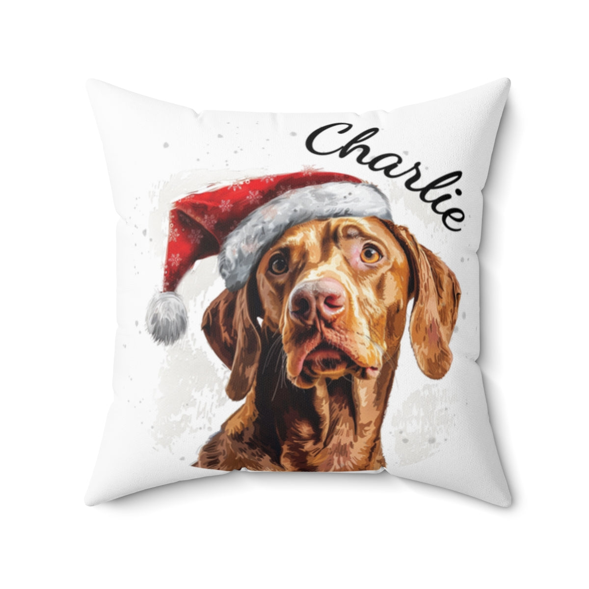 Christmas dog Cushions_Vizsla-1 Personalised Dog Christmas Spun Polyester Square Throw Cushion with Insert - Maltese