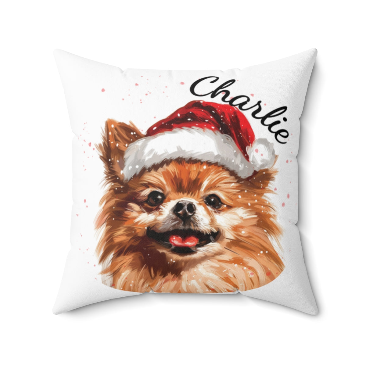 Christmas dog Cushions_Pomeranjan-1 Personalised Dog Christmas Spun Polyester Square Throw Cushion with Insert
