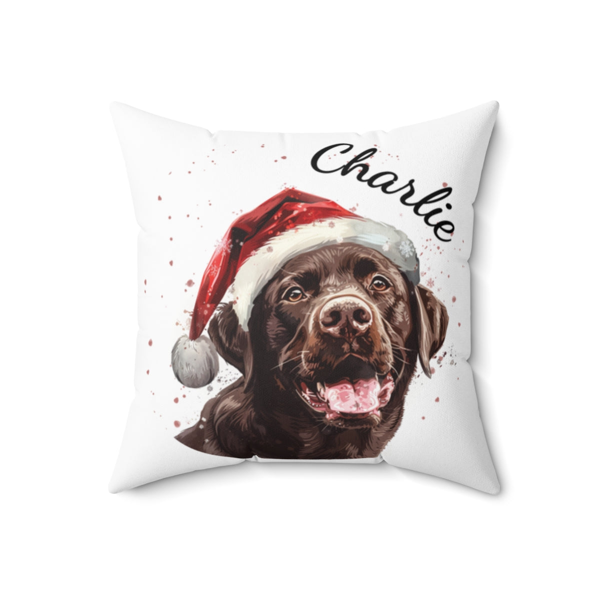 Christmas dog Cushions_Labrador-1 Personalised Dog Christmas Spun Polyester Square Throw Cushion with Insert