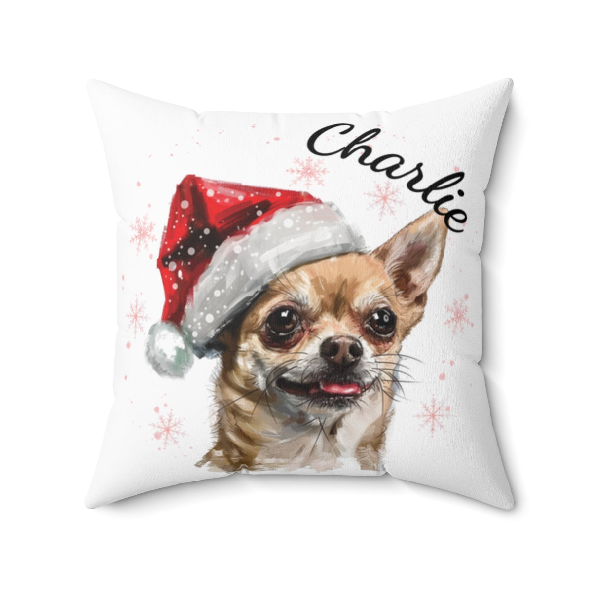 Christmas dog Cushions_Chihuahua-2 Personalised Dog Christmas Spun Polyester Square Throw Cushion with Insert