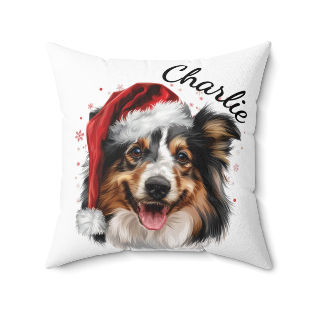 Christmas dog Cushions_Sheltie-1 Personalised Dog Christmas Spun Polyester Square Throw Cushion with Insert