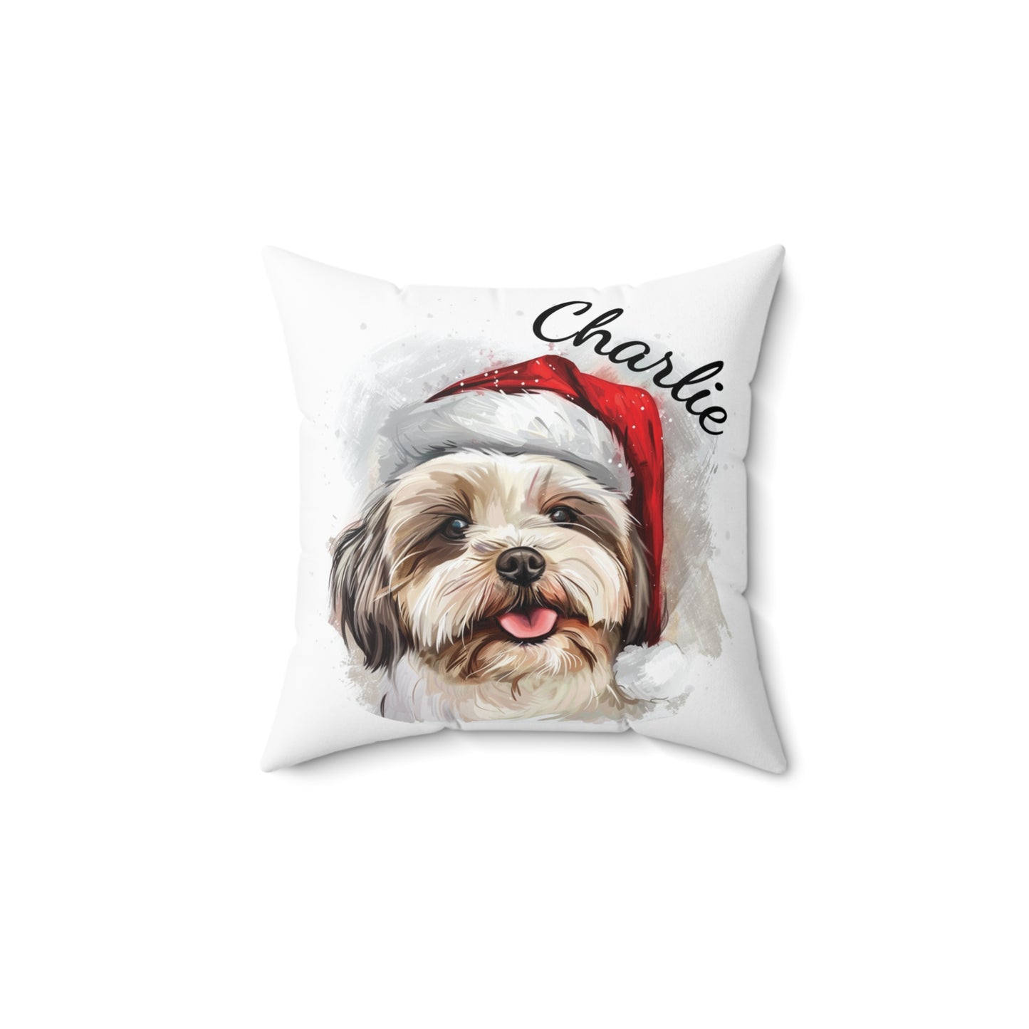 Personalized Dog Christmas Pillow, Shih-Tzu Cushion, Holiday Dog Decor, Custom Pet Gift, Dog Lover Home Accent, Xmas Dog Pillow