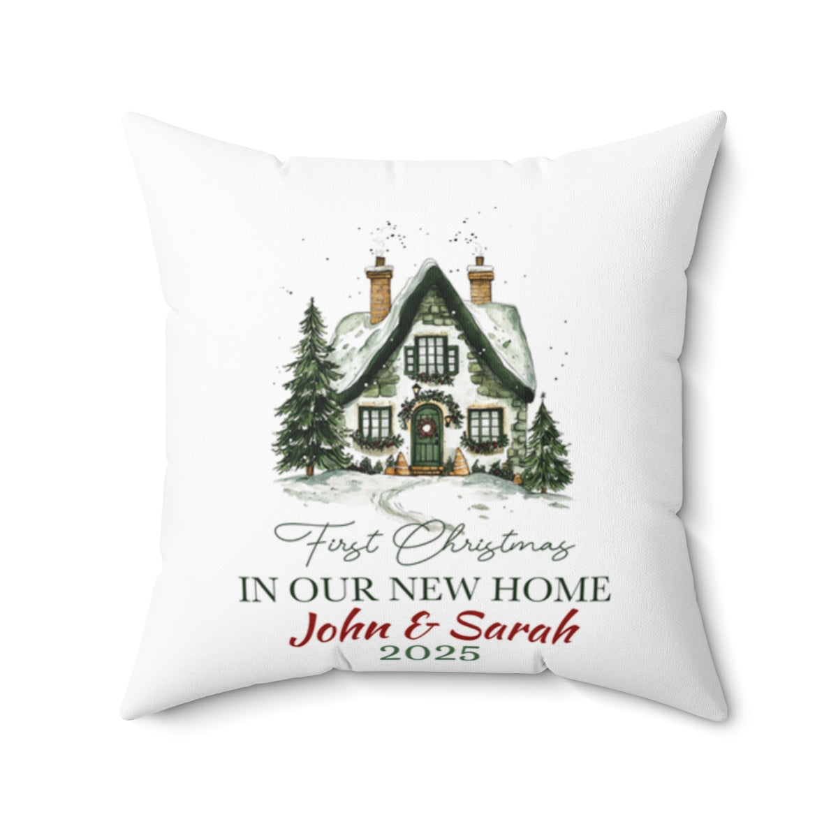 Christmas Home Cushions_08 Our First Christmas in our New home Square Throw Pillow