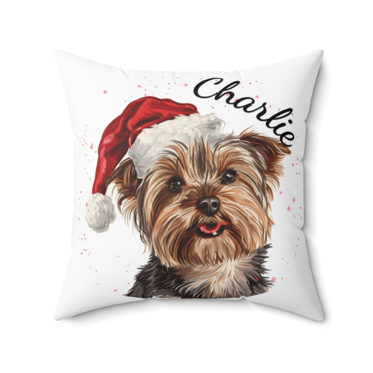 Christmas dog Cushions_Yorkshire-Terrier-1 Personalised Dog Christmas Spun Polyester Square Throw Cushion with Insert - Maltese