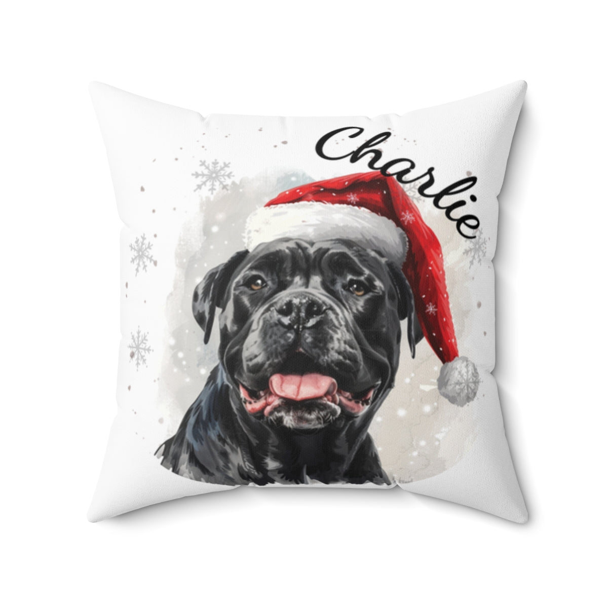 Christmas dog Cushions_Can-Corso-2 Personalised Dog Christmas Spun Polyester Square Throw Cushion with Insert