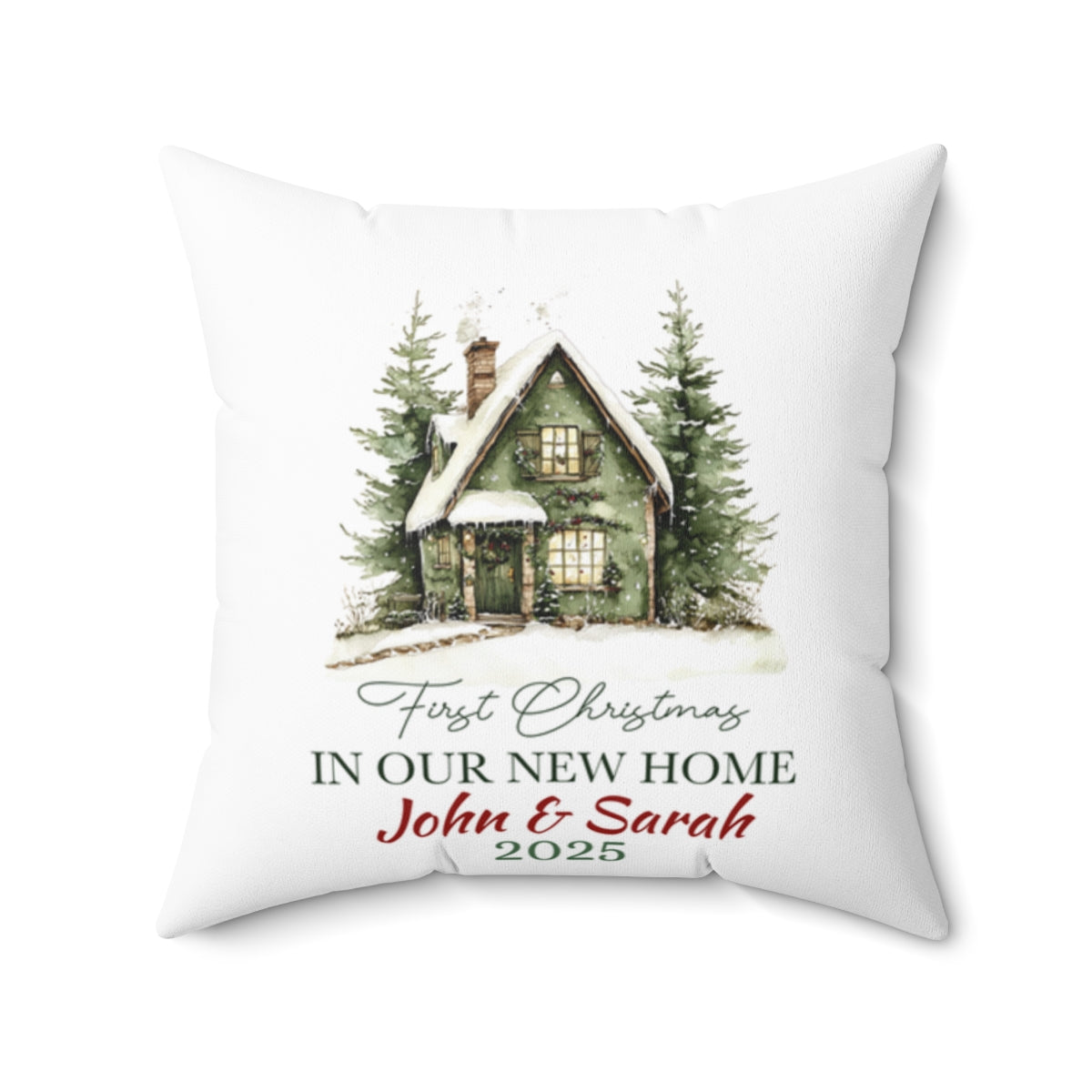 Christmas Home Cushions_09 Our First Christmas in our New home Square Throw Pillow