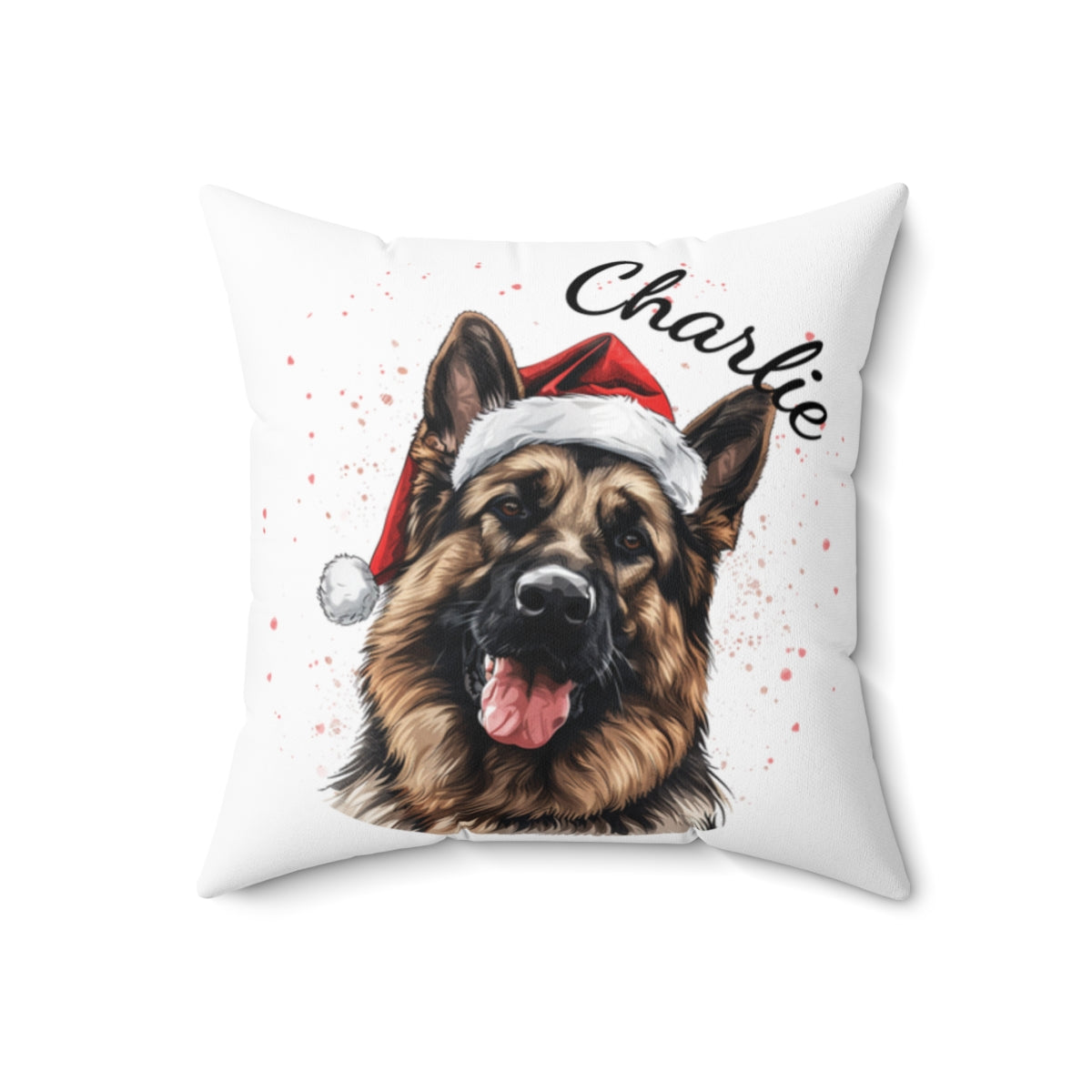 Christmas dog Cushions_German-Shepherd-1 Personalised Dog Christmas Spun Polyester Square Throw Cushion with Insert