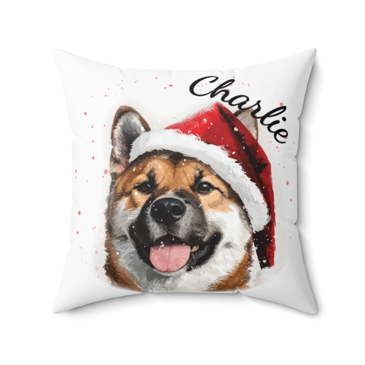 Christmas dog Cushions_Akita-1 Personalised Dog Christmas Spun Polyester Square Throw Cushion with Insert