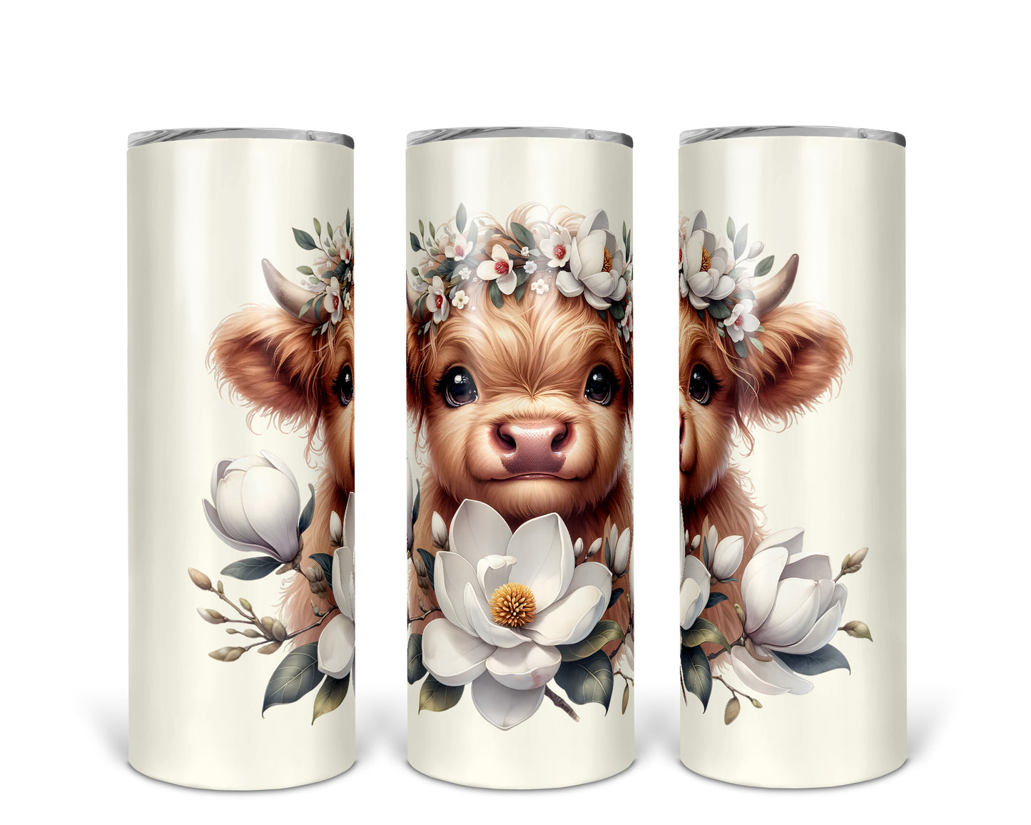 Skinny Tumbler with Straw, 20oz, Baby Highland Cow