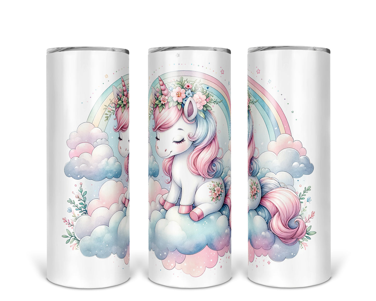 Skinny Tumbler with Straw, 20oz, Unicorn
