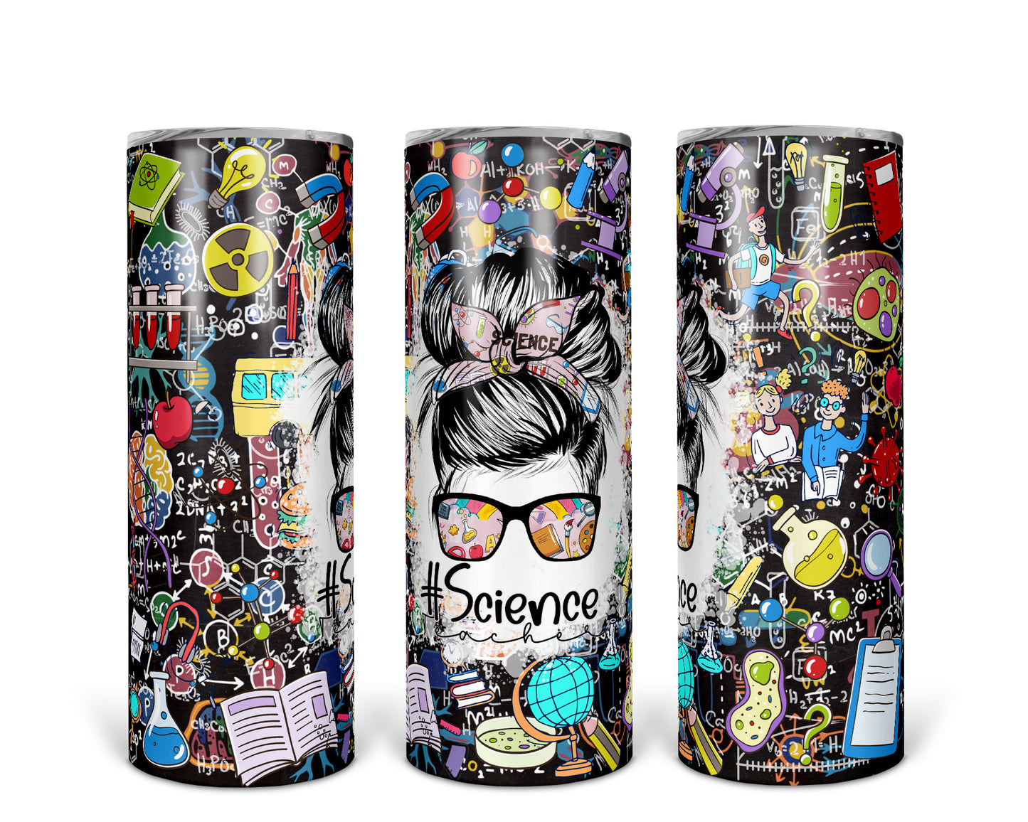 Skinny Tumbler with Straw, 20oz, Science Teacher
