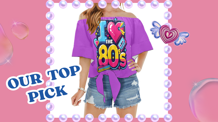 Take me Back to the 80's 90's Off Shoulder Knot Front Blouse