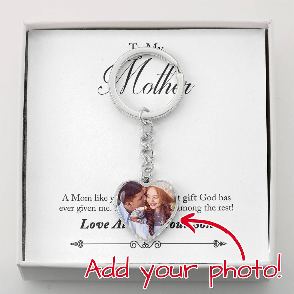 Heart Pendant Keychain, add your own photo