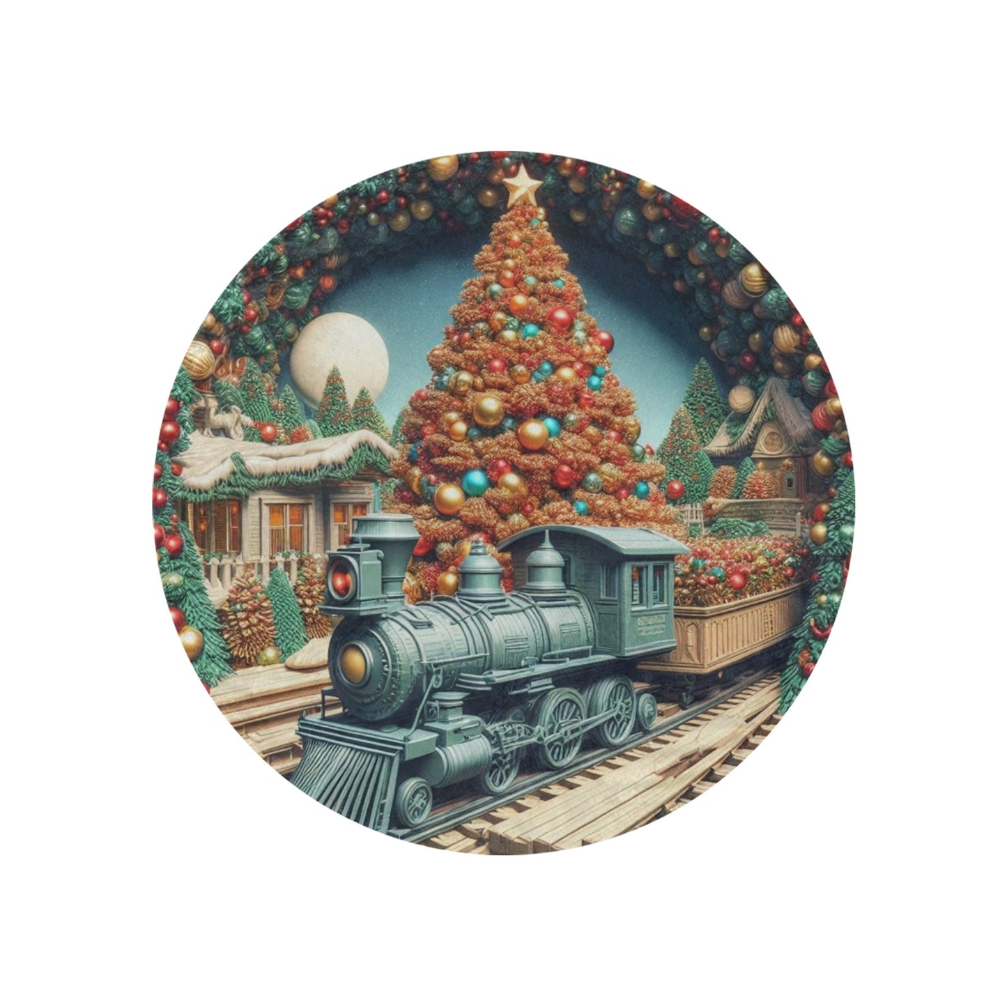 Christmas Scene Circular Micro Fleece Blanket