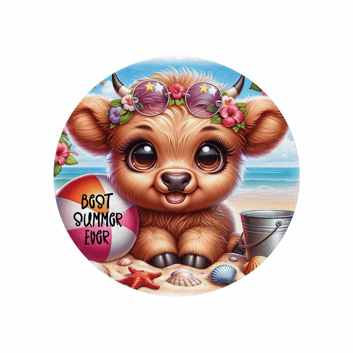 Highland Cow Awd35110  Circular Micro Fleece Blanket 60"