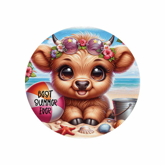 Highland Cow Awd35110  Circular Micro Fleece Blanket 60"