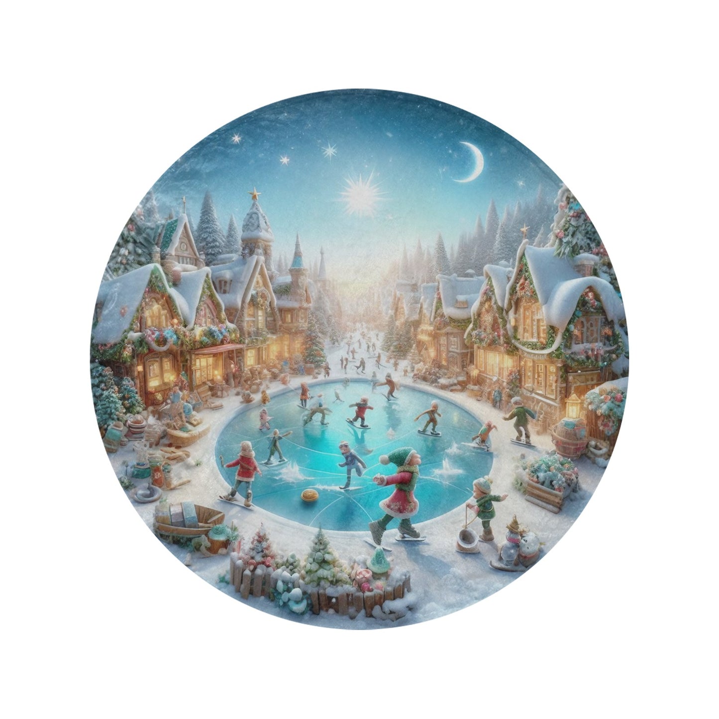 Christmas Scene Circular Micro Fleece Blanket