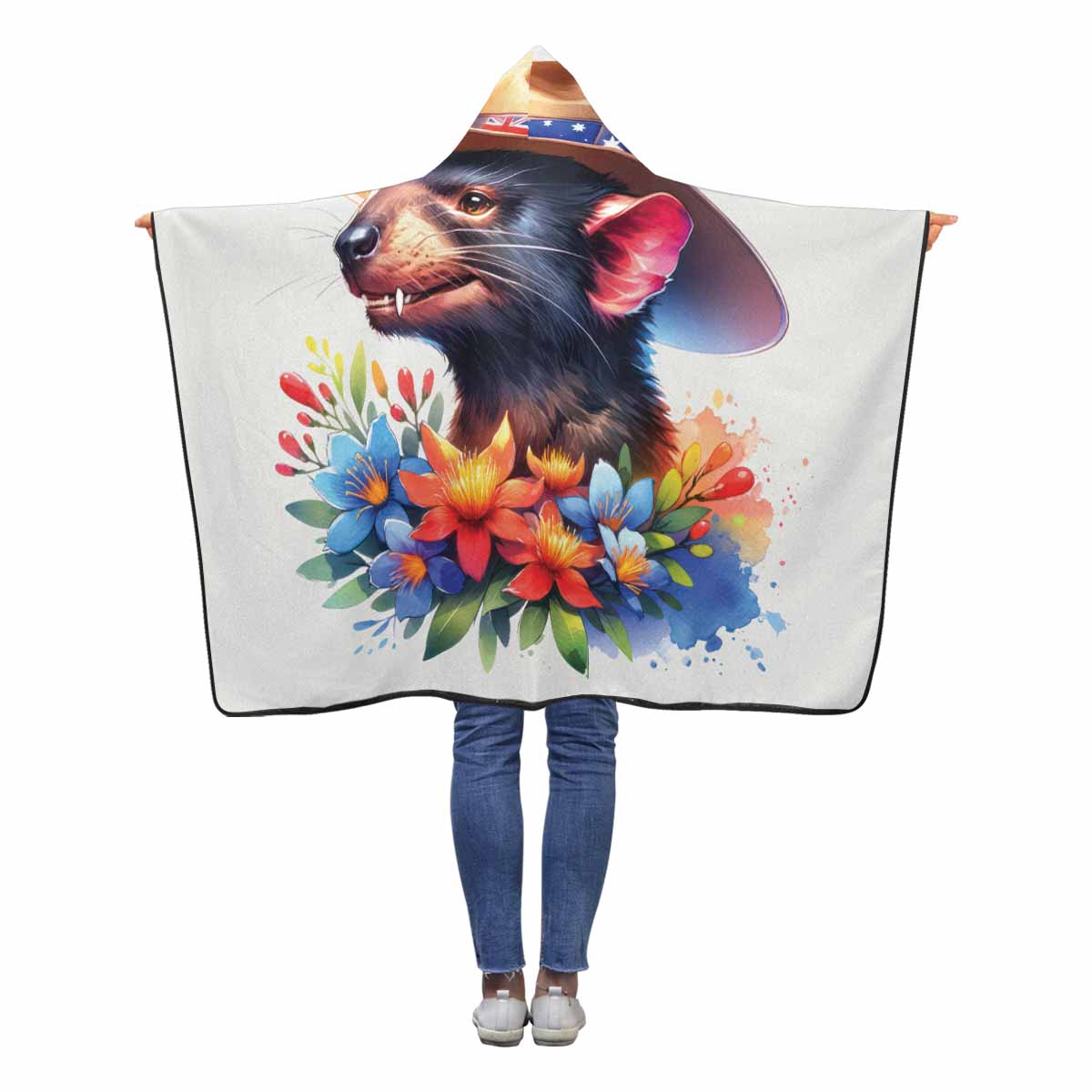 Australian Animals Tasmanian Devil Awd1335  Hooded Blanket 50"x40"